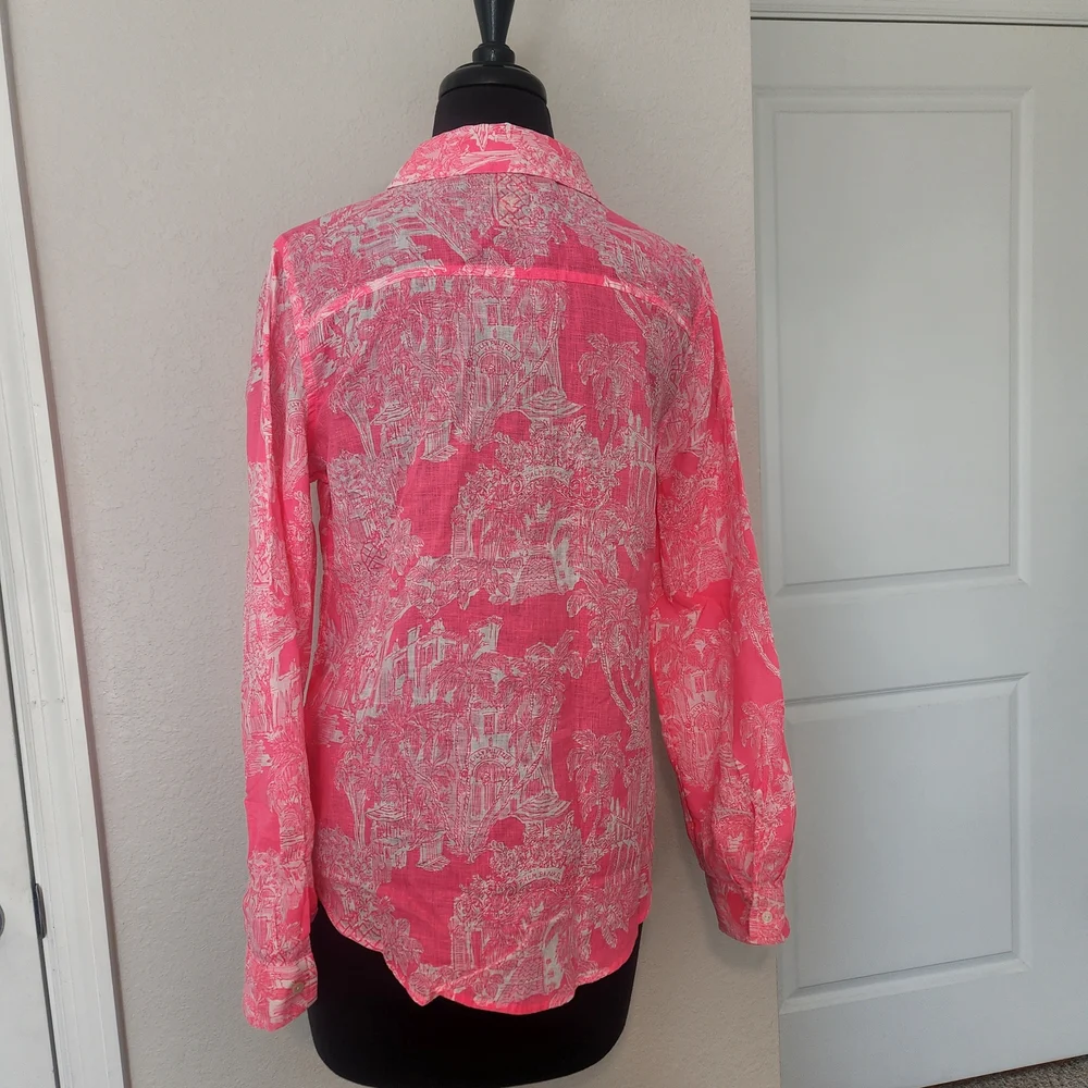 Lilly Pulitzer Vibrant Pink Button-Down Shirt - Picture 5 of 12